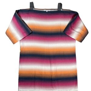 Trina Turk Baracoa Striped Cold Shoulder Dress Sz Large‎ Beach Coverup Vacation